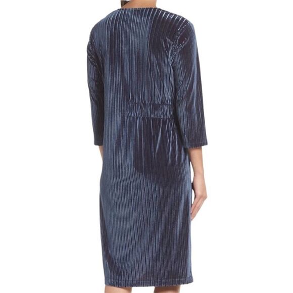 Nordstrom CHELSEA28 Stripe Velvet Burnout Dress in navy dusk womens size 1X NEW - Picture 3 of 9
